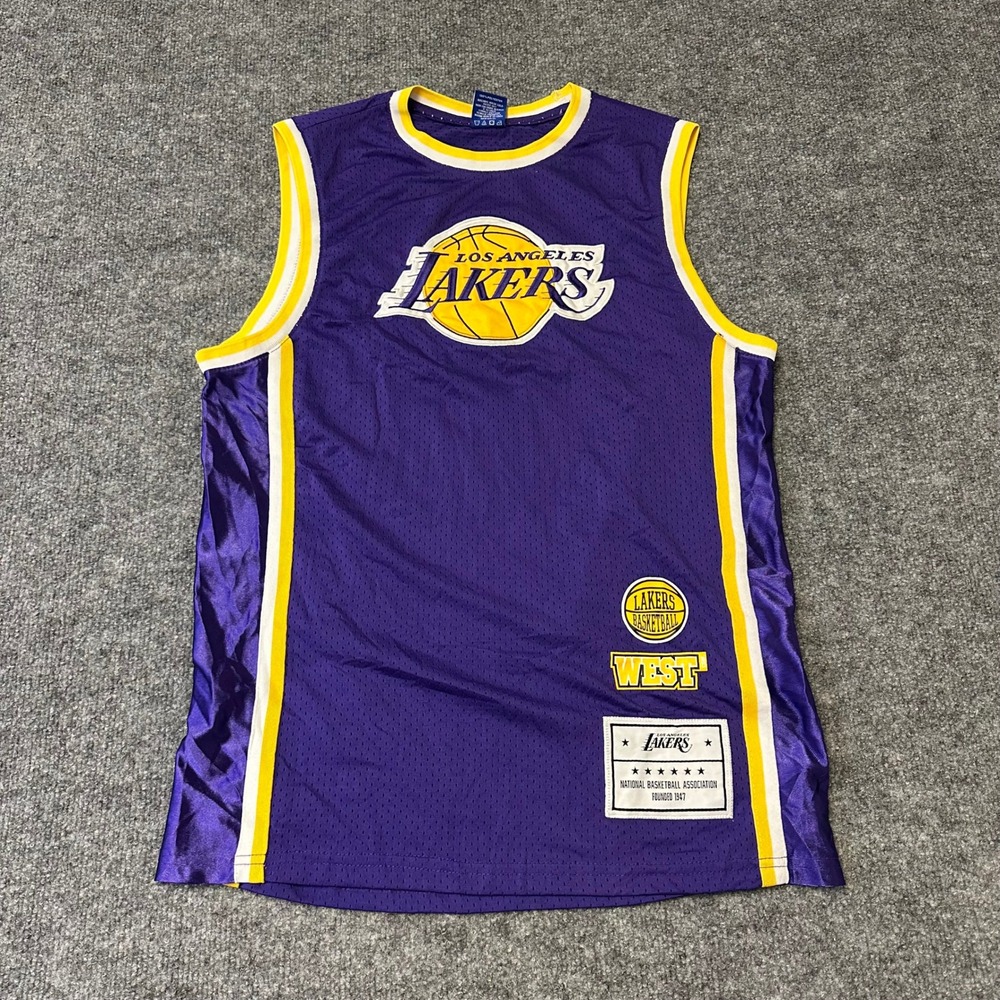 NBA Jersey Mens Size M Purple Los Angeles Lakers Jerry West Mesh Sleeveless Tank